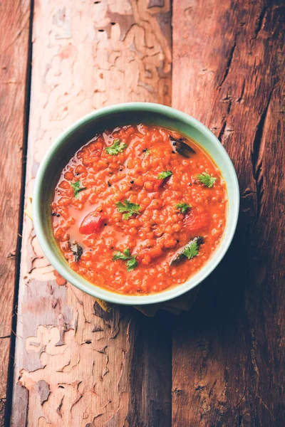 Red Lentil Cotto Dal Dhal Masoor Daal Tadka Servito Una — Foto Stock