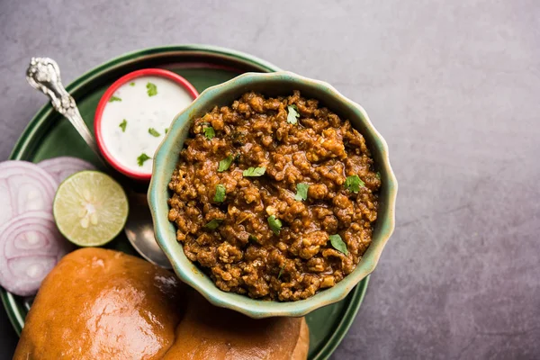 Kheema Keema Pav Khima Paav Είναι Ένα Πικάντικο Πιάτο Κάρυ — Φωτογραφία Αρχείου