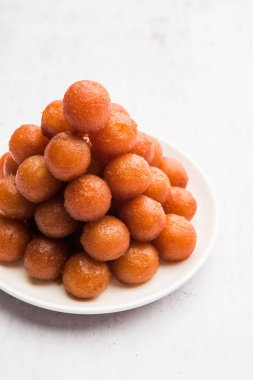 Geleneksel ev yapımı Gulab Jamun tatlısı Hindistan 'dan