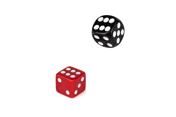 Two Dice Isolated White Background Red Lies Six Black Still — Stock Photo, Image
