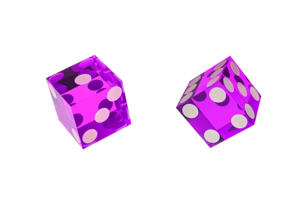 Два Фіолетові Кубики Гострими Краями Ізольовані Білому Тлі Сторони Один — стокове фото