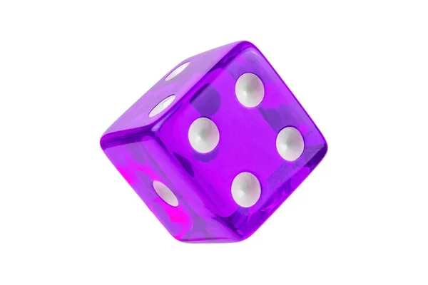 Фиолетовый Кубик Стекла Изолированы Белом Тени Крупным Планом — стоковое фото