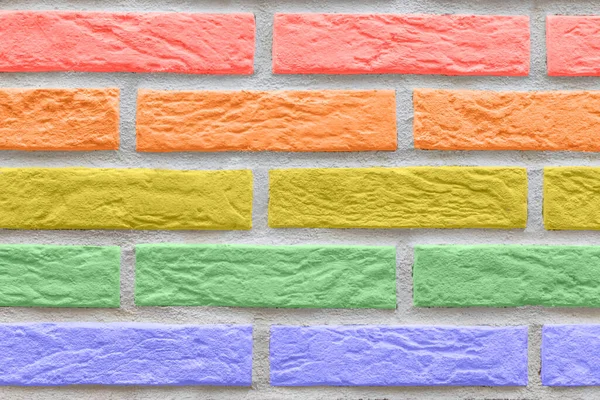 Multicolor Brick Wall White Seams Decorative Facing Surface Texture Background — стоковое фото