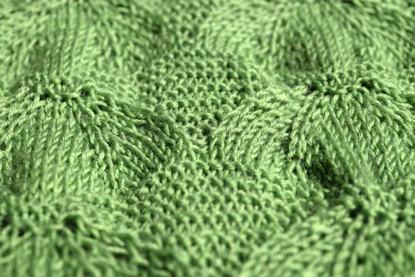 Текстура Зеленого Вязания Шерсти Неглубокая Глубина Резкости — стоковое фото