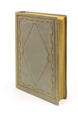 Eski kitap yakın plan, beyaz arkaplanda izole edilmiş.