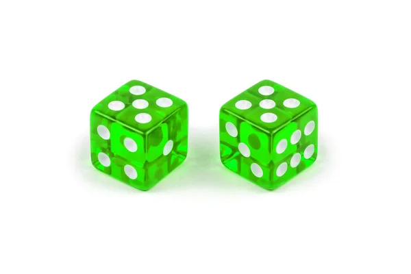 Дві Зелені Скляні Кубики Ізольовані Білому Тлі Ять Ять — стокове фото