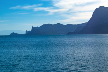 Sudak 'ta Kırım' da akşam günbatımının güzel manzarası