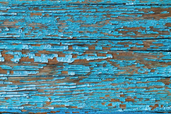 Текстура Старой Сухой Доски Треснувшей Голубой Краской Фон — стоковое фото