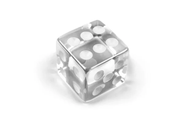 Білі Скляні Кубики Крупним Планом Ізольовані Білому Тлі Шість — стокове фото