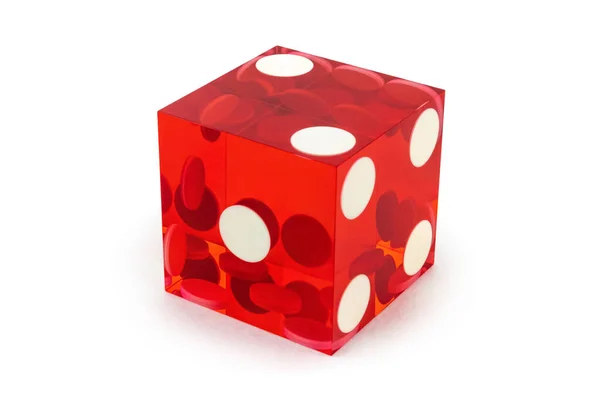 Крупним Планом Червоні Кістки Покеру Ізольовані Білому Тлі Два Зверху — стокове фото