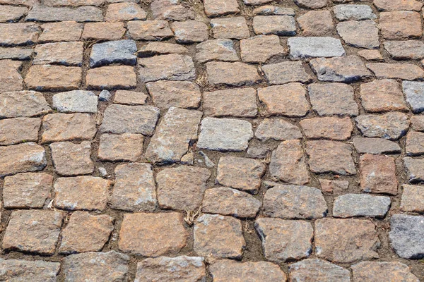 Cobblestone Δρόμο Κοντά Χωρίς Γρασίδι Φόντο Υφή — Φωτογραφία Αρχείου