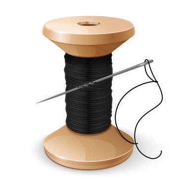 Reel with black thread and needle clipart