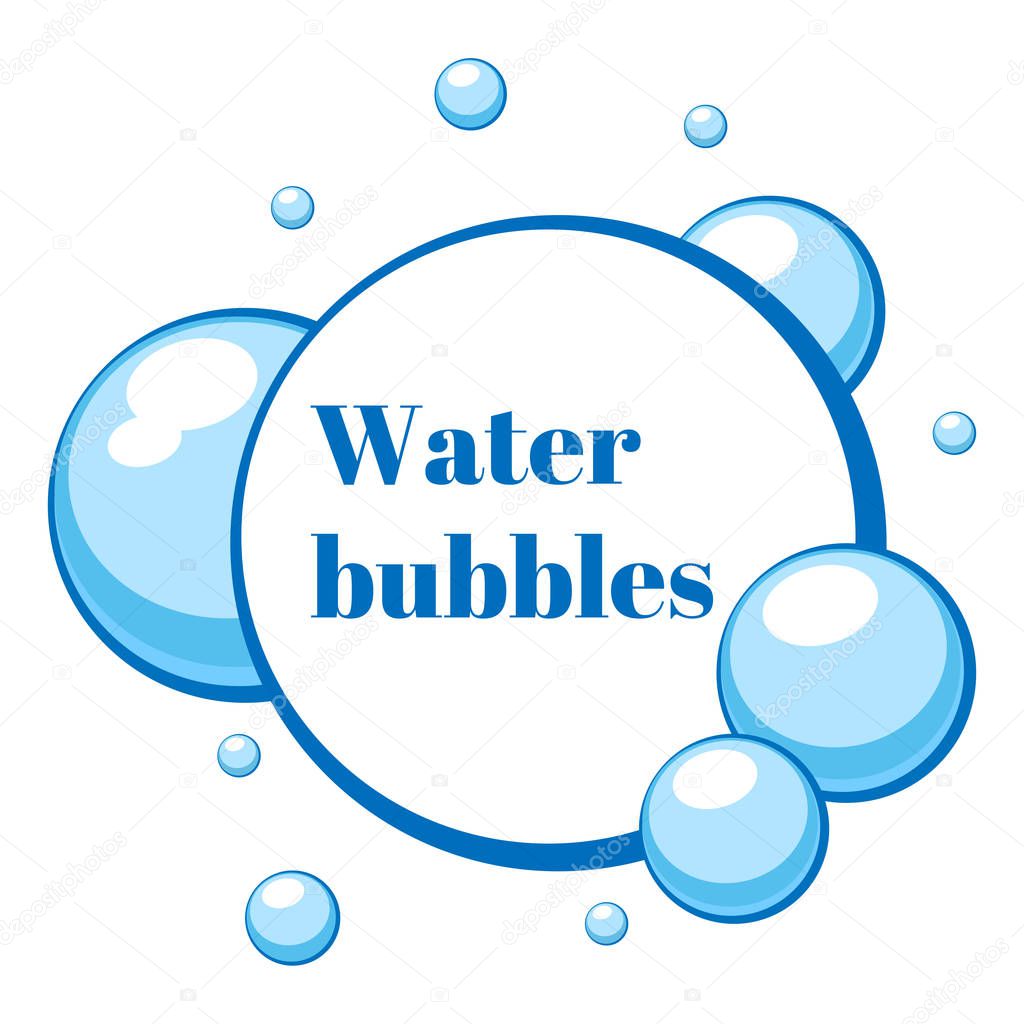 Blue air bubbles from water or chewing gum, foam. Templates for dialogs and messages, prices and discounts. Isolated white background. EPS10 vector illustration.