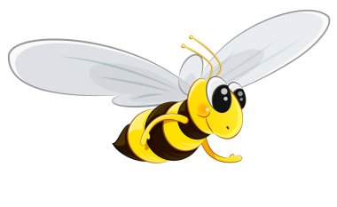 Uçan arı karakter. Vektör çizim.