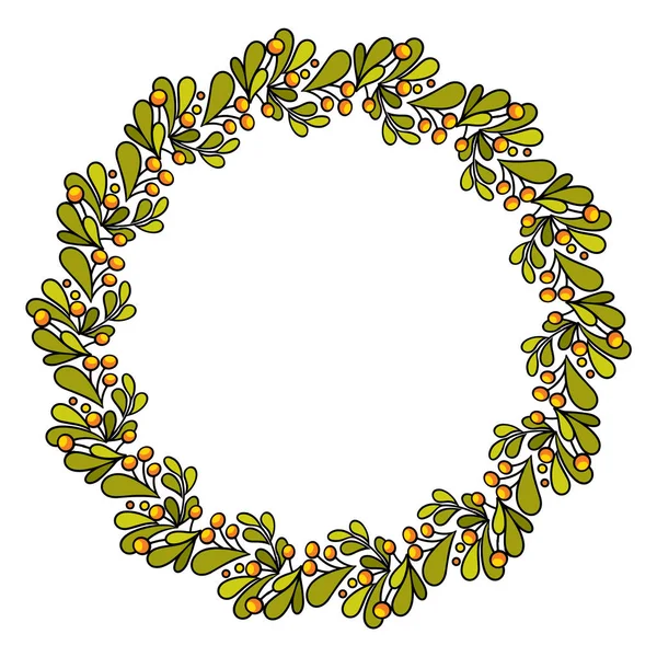 Cadre floral coloré rond simple, couronne. Illustration vectorielle . — Image vectorielle