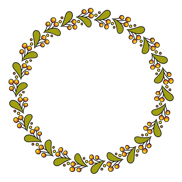 Marco floral redondo simple colorido, corona. Ilustración vectorial . — Vector de stock