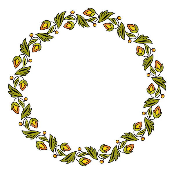 Cadre floral coloré rond simple, couronne. Illustration vectorielle . — Image vectorielle