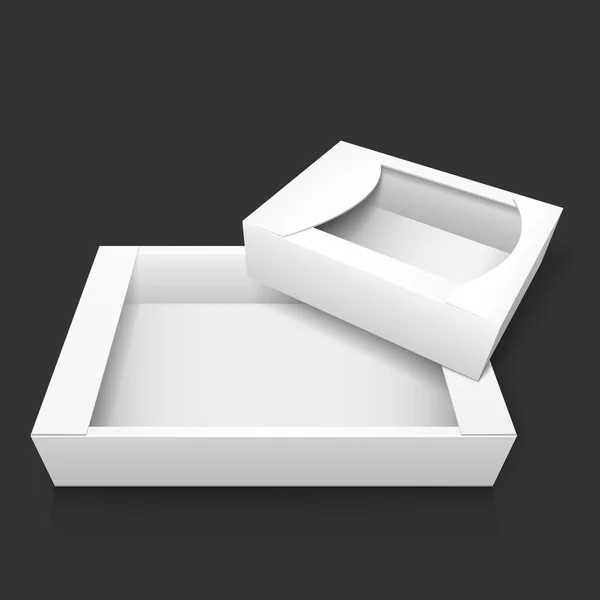 Δύο άδειο λευκό κουτί από χαρτόνι. Εικονογράφηση διάνυσμα. — Διανυσματικό Αρχείο