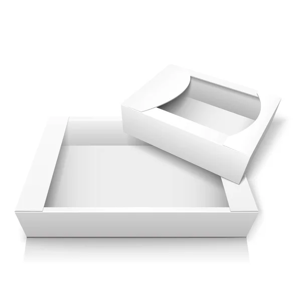 Dos cajas vacías de cartón blanco. Ilustración vectorial . — Vector de stock