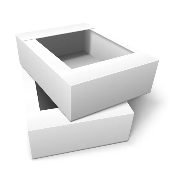 Twee lege witte kartonnen doos. Vectorillustratie. — Stockvector