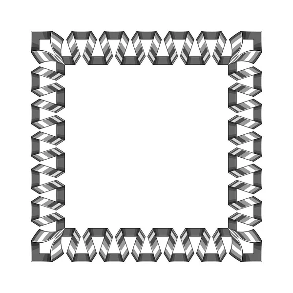 Decorative square frame of silver spiral ribbon. Vector — Stock Vector