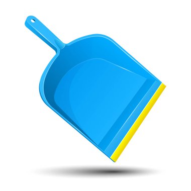Çöp temizleme için mavi plastik kepçe. Vektör Illustration.