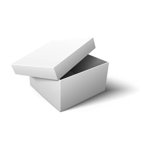 Lege witte kartonnen doos. Vectorillustratie. — Stockvector