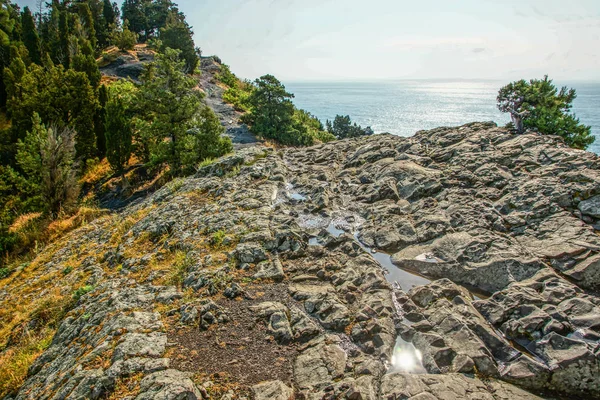 Klippor Och Utsikt Över Svarta Havets Kust Ryssland — Stockfoto