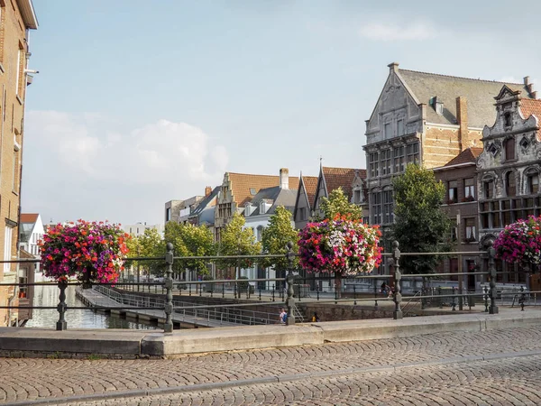 Alte Historische Häuser Alten Salzsteg Fluss Dyle Stadtzentrum Von Mechelen — Stockfoto