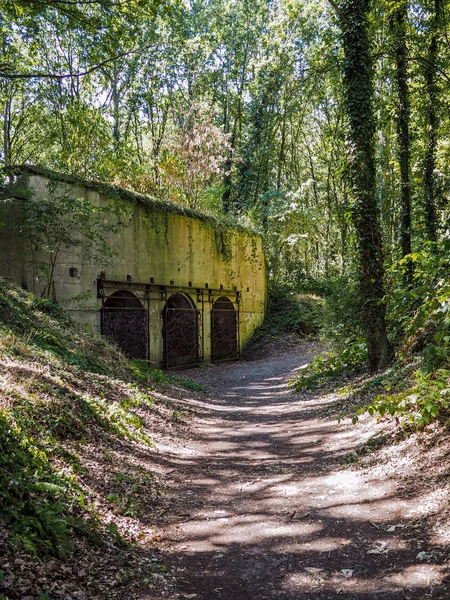 Old bunkers with underground passageways in the Fortress of Duffel near Mechelen, Belgium