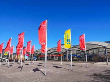Hannover, Almanya - Nisan 2019: Partner ülke olarak İsveç ile Hannover Messe 2019 Edition giriş