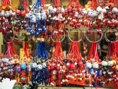 Kırmızı ve mavi geleneksel Çin hediyelik eşya satır