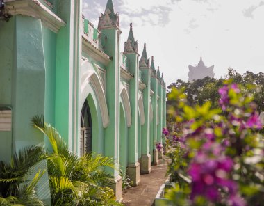 Macau,China - Kasım 2018: Saint Michael şapeli ve şehir merkezindeki mezarlık