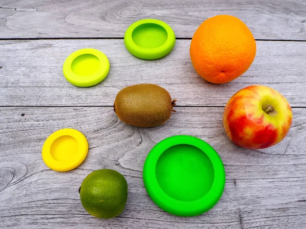 Multiple reusable silicone food wraps for cut fruits in order to