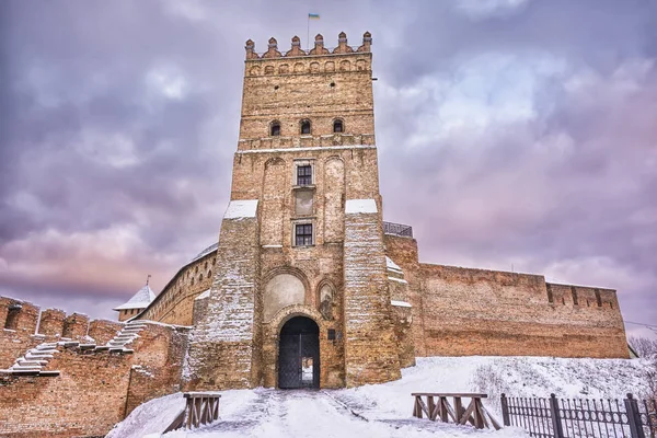 Середньовічний Замок Луцьк Україна Зимовий Період — стокове фото