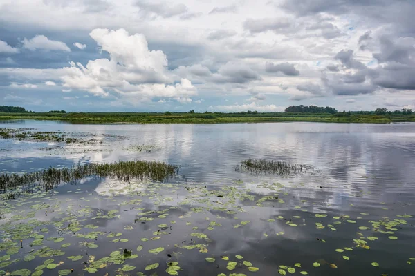 Nuvole Tempesta Sul Fiume Sulla Costa — Foto Stock