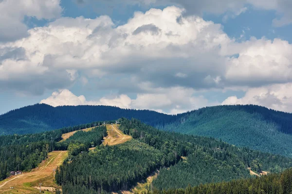 Mountains Forests Sky Clouds — Stock Photo, Image