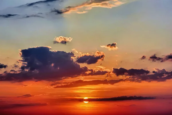 Céu Com Nuvens Sol Pôr Sol — Fotografia de Stock