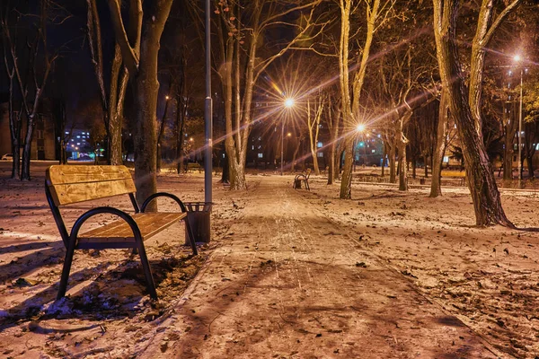 Evening Winter Covered Snow Park — Stock Photo, Image