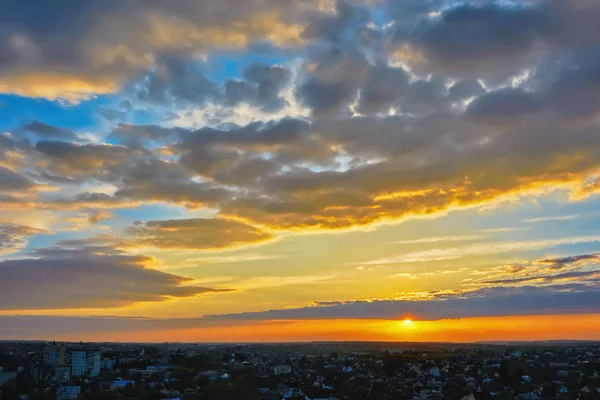 Sunset Evening City Sky Clouds — Stock Photo, Image