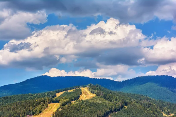 Mountains Forests Sky Clouds — Stock Photo, Image