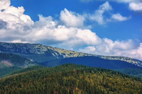 Mountains Forests Sky Clouds Stock Image