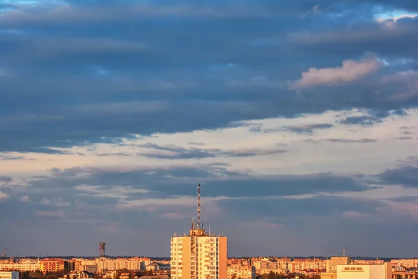 Sunset Evening City Sky Clouds — Stock Photo, Image