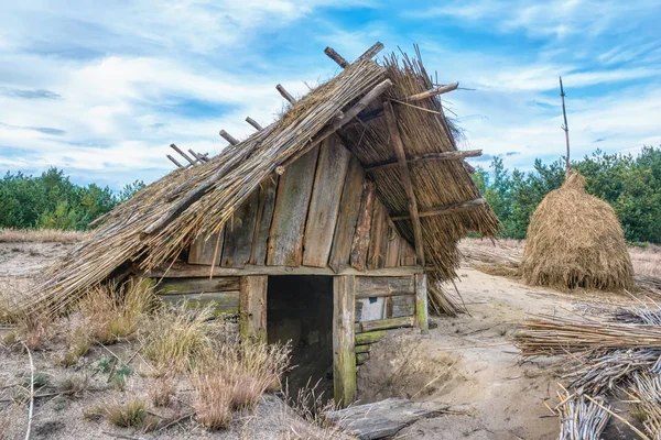 Ancient Old Wooden Hut Stitch Hay — Stock Photo, Image