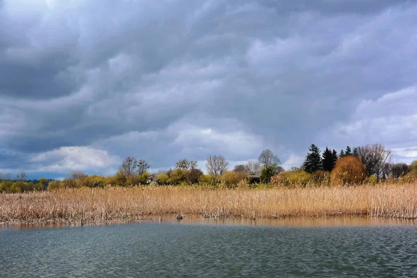 Landscape Storm Clouds Coast River — Stock Photo, Image