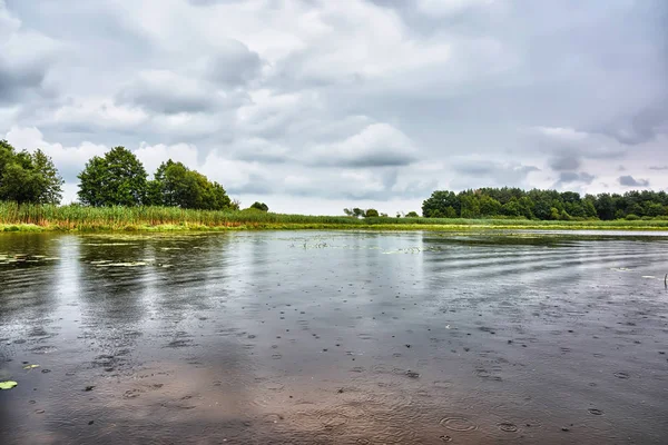 Rain over the lake.