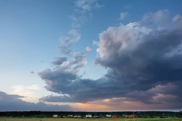 Thunderstorm Clouds Village Outskirts Forest — Stock Photo, Image