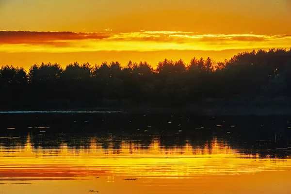 Закат Над Берегом Озера — стоковое фото
