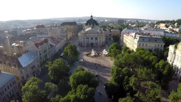 Flygfoto Solomiya Krushelnytska Lviv Akademiska Teater Statsoperan Lvivs Opera Ett — Stockvideo