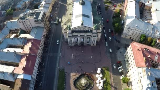 Vista Aérea Solomiya Krushelnytska Lviv Teatro Académico Estatal Ópera Ópera — Vídeos de Stock